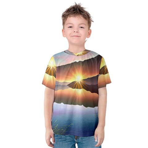 Majestic Lake Kids  Cotton Tee by GardenOfOphir