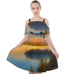 Distant Sunset Cut Out Shoulders Chiffon Dress by GardenOfOphir