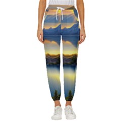 Crimson Sunset Cropped Drawstring Pants by GardenOfOphir