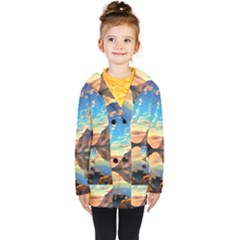 Portentous Sunset Kids  Double Breasted Button Coat by GardenOfOphir