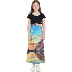 Portentous Sunset Kids  Flared Maxi Skirt by GardenOfOphir