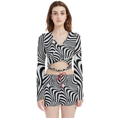 Pattern Geometric Lines Shapes Design Art Velvet Wrap Crop Top And Shorts Set by Ravend