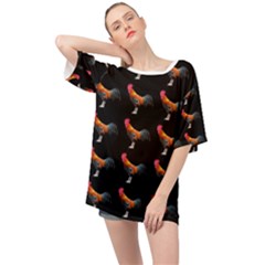 Background Pattern Chicken Fowl Cockerel Livestock Oversized Chiffon Top by Ravend