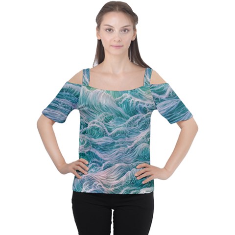 Waves Of The Ocean Ii Cutout Shoulder Tee by GardenOfOphir