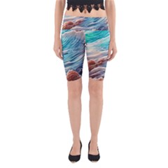 Waves Of The Ocean Yoga Cropped Leggings by GardenOfOphir