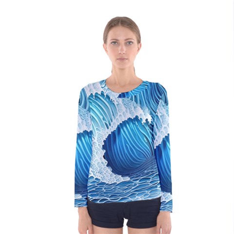 Beach Wave Women s Long Sleeve Tee by GardenOfOphir