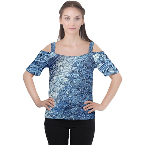 Waves Of The Ocean Cutout Shoulder Tee by GardenOfOphir