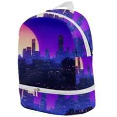 The Sun Night Music The City Background 80s 80 s Synth Zip Bottom Backpack by Jancukart