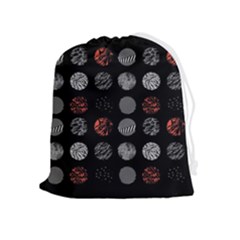 Black And Multicolored Polka Dot Artwork Digital Art Drawstring Pouch (xl) by Jancukart