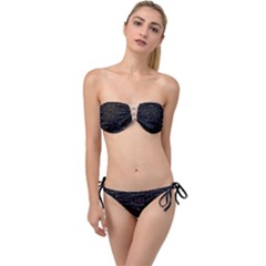 Black Background With Text Overlay Digital Art Mathematics Twist Bandeau Bikini Set by Jancukart