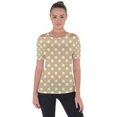 Mint Polka And White Polka Dots Shoulder Cut Out Short Sleeve Top by GardenOfOphir