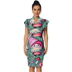 Glamour Enchantment Wizard Vintage Frill Sleeve V-neck Bodycon Dress by GardenOfOphir
