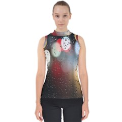 Rain On Window Mock Neck Shell Top by artworkshop