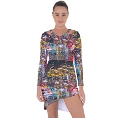 Water Droplets Asymmetric Cut-out Shift Dress by artworkshop