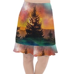 Tree Nature Landscape Fantasy Fishtail Chiffon Skirt by Ravend