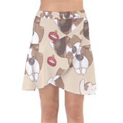 Beagle Satin Short Sleeve Pajamas Set Wrap Front Skirt by coretdikit
