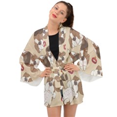 Beagel150dpi Patternbeagle8x8cm Long Sleeve Kimono by coretdikit