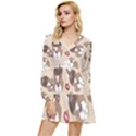 Beagel150dpi Patternbeagle8x8cm Tiered Long Sleeve Mini Dress View1