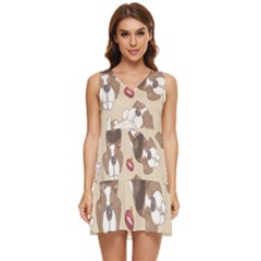 Beagel150dpi Patternbeagle8x8cm Tiered Sleeveless Mini Dress by coretdikit