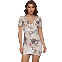 Beagel150dpi Patternbeagle8x8cm Low Cut Cap Sleeve Mini Dress by coretdikit