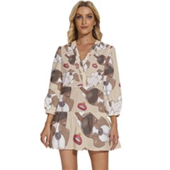 Beagel150dpi Patternbeagle8x8cm V-neck Placket Mini Dress by coretdikit