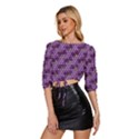 Pattern Seamless Design Decorative Hexagon Shapes Mid Sleeve Drawstring Hem Top View2