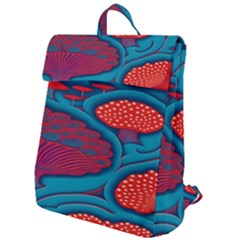 Vintage Ornate Mushroom Leafage Wallpaper Flap Top Backpack by Ravend