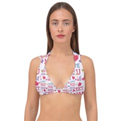 Love Mom Happy Mothers Day I Love Mom Graphic Double Strap Halter Bikini Top by Ravend