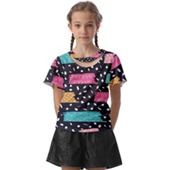 Arts Pattern Design Wallpaper Background Print Kids  Front Cut Tee by Ravend