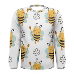 Art Bee Pattern Design Wallpaper Background Men s Long Sleeve Tee by Ravend