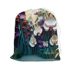 Ai Generated Flower Orchids Bloom Flora Nature Drawstring Pouch (2xl) by Ravend