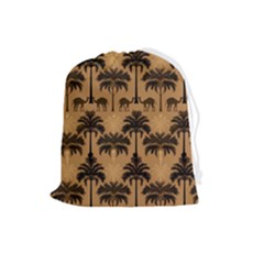 Ai Generated Camels Palm Trees Pattern Drawstring Pouch (large) by Ravend