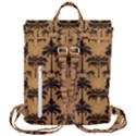 Ai Generated Camels Palm Trees Pattern Flap Top Backpack View3