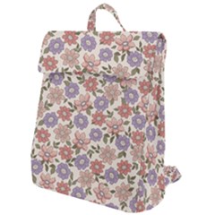 Flowers Petals Plants Floral Print Pattern Design Flap Top Backpack by Ravend