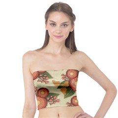 Flowers Leaves Pattern Flora Botany Drawing Art Tube Top by Ravend