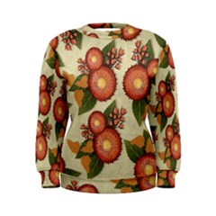 Flowers Leaves Pattern Flora Botany Drawing Art Women s Sweatshirt by Ravend