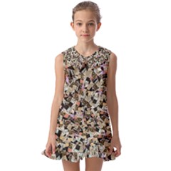 Mystic Geometry Abstract Print Kids  Pilgrim Collar Ruffle Hem Dress by dflcprintsclothing
