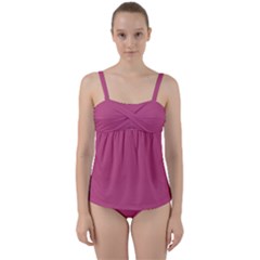 Bashful Pink	 - 	twist Front Tankini Set by ColorfulSwimWear