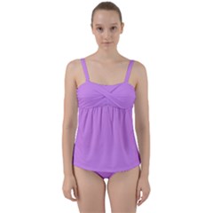 Bright Lilac Pink	 - 	twist Front Tankini Set by ColorfulSwimWear