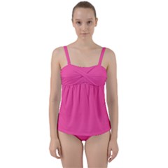 Brilliant Rose Pink	 - 	twist Front Tankini Set by ColorfulSwimWear