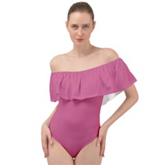 Bashful Pink	 - 	off Shoulder Velour Bodysuit by ColorfulSwimWear