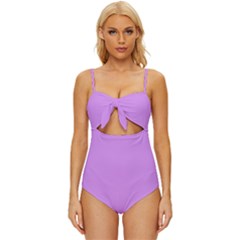 Bright Lilac Pink	 - 	knot Front One-piece Swimsuit by ColorfulSwimWear