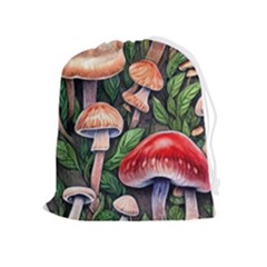 Rustic Mushroom Drawstring Pouch (xl) by GardenOfOphir