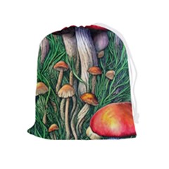 Forest Fairycore Mushroom Foraging Craft Drawstring Pouch (xl) by GardenOfOphir