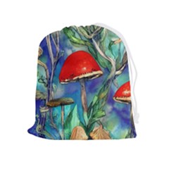 Woodsy Mushroom Forest Foraging Drawstring Pouch (xl) by GardenOfOphir