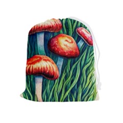 Enchanted Forest Mushroom Drawstring Pouch (xl) by GardenOfOphir
