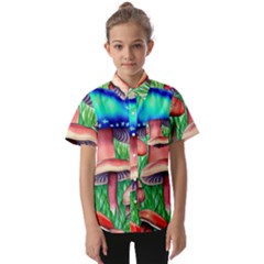 Light And Airy Mushroom Witch Artwork Kids  Short Sleeve Shirt by GardenOfOphir