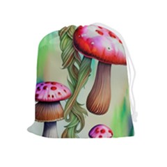 Warm Mushroom Forest Drawstring Pouch (xl) by GardenOfOphir