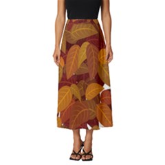 Watercolor Leaves Leaf Orange Classic Midi Chiffon Skirt by Jancukart