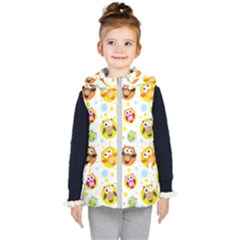 Owl Bird Cartoon Kids  Hooded Puffer Vest by Jancukart